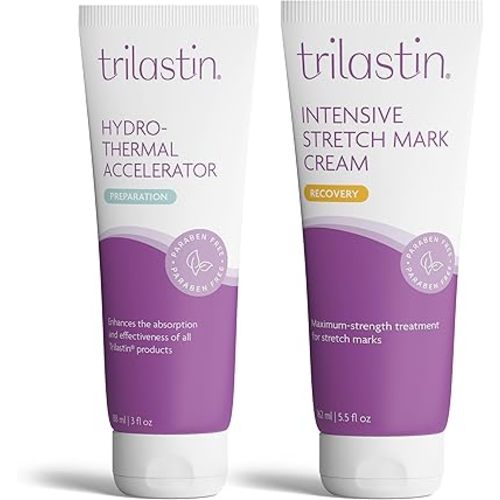 TriLASTIN SR Intensive & Moisturizing Stretch Mark Cream for Pregnancy - Hydro-Thermal Accelerator & Absorption Serum Bundle (5.5 oz & 3 oz)