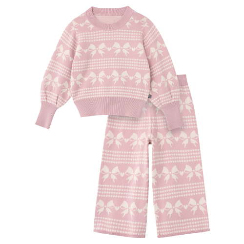Modern Moments by Gerber Toddler Girl Jacquard Sweater and Wide Leg Pant Set, 2-Piece, Sizes 12 Months - 5T