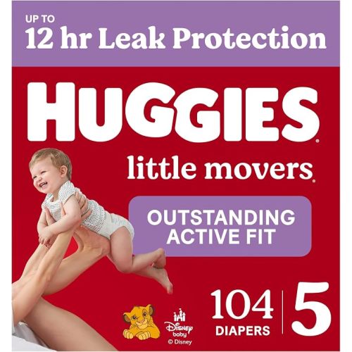 Huggies Little Movers, Baby Diapers, Size 5, 104 Count
