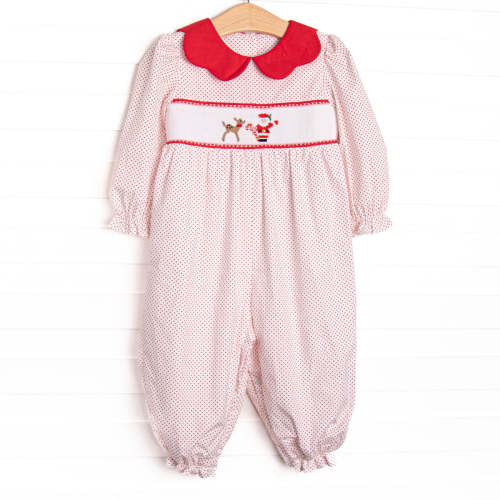 Christmas Eve Companion Smocked Romper, Red Bitty Dot – Stitchy Fish
