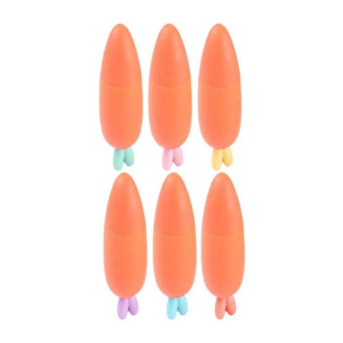 Mozhitti Easter Carrot Shaped Markers Cute Pastel Carrot Shaped Highlighters 6 Carrot Shaped Markers 6ml