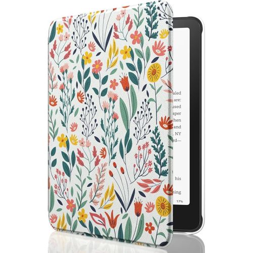 MoKo Case for All-New 7" Kindle Paperwhite (12th Generation-2024) and Kindle Colorsoft Signature Edition 2024, Lightweight Shell Cover with Auto Wake/Sleep for Kindle Paperwhite 2024, Flowers