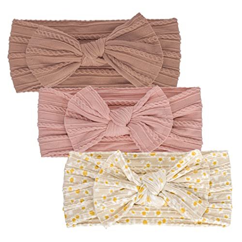 HinyBoeh Baby-Girls Floral-Bows-Headband Baby-Turban-Knotted-Elastic-Soft-Headwrap for Newborn-Infant-Toddler Hair-Accessories
