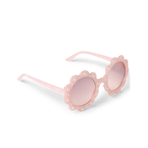 Girls Faux Pearl Flower Sunglasses - Pink