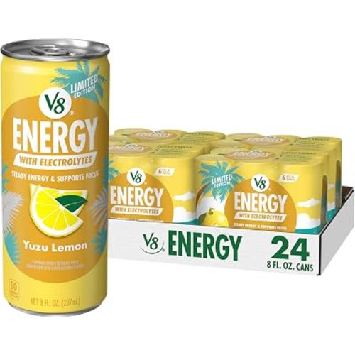 V8 Energy Yuzu Lemon Energy Drink, 8 fl oz Can, 6 pack (Case of 4)