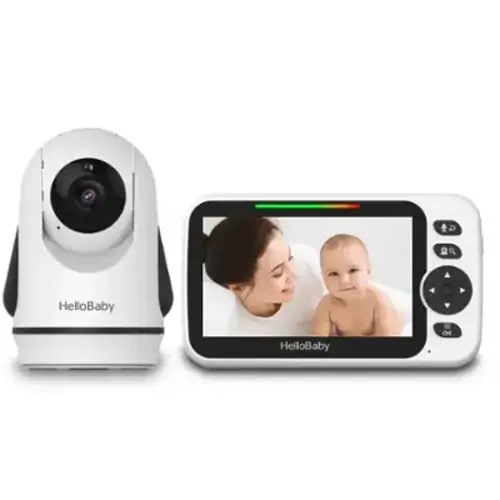 HelloBaby - HB6352 Baby Monitor with Remote Pan-Tilt and Zoom, 1000ft Long Range, 5.0" LCD, Night Vision, and Two-Way Audio - White