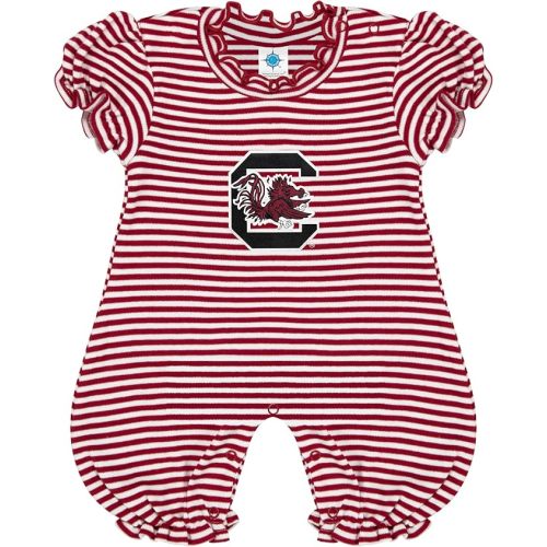 Creative Knitwear College Baby Striped Puff Sleeve Romper - Team Logo, Many Colors, for Girls (Newborn-12 Months)