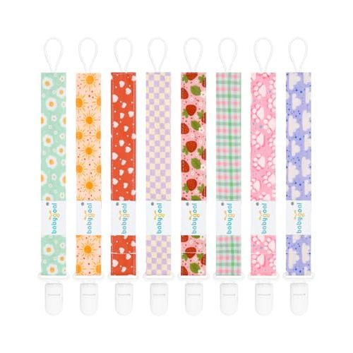 babygoal Plaid Pacifier Clips, 6 Pack Binky Paci Holder Leashes Fits for Most Pacifiers and Binkies 6PS24