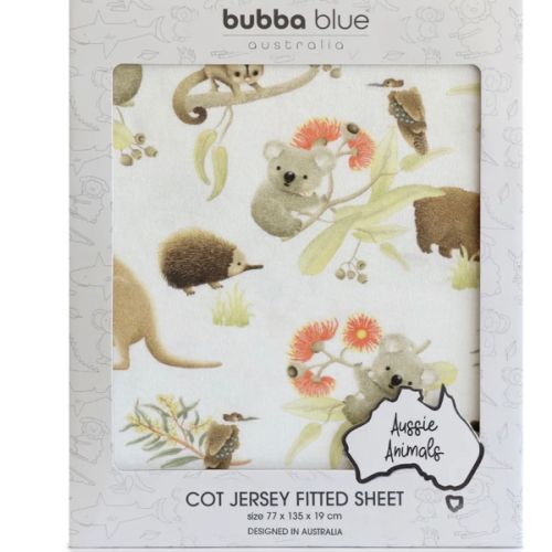 Aussie Animals Jersey Cot Fitted Sheet