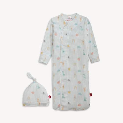 Magnetic Me Lullaby Sky Blue Modal Magnetic Gown + Hat Set | NB-3M