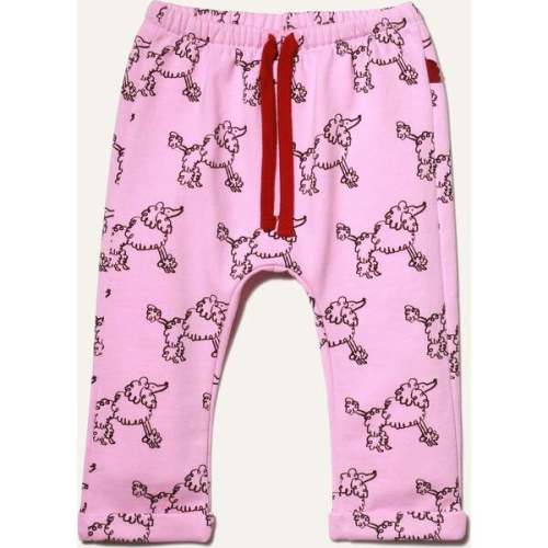 Baby Coco Poodle Print Adjustable Contrast Drawstring Pant, Pink - Mon Coeur | Maisonette
