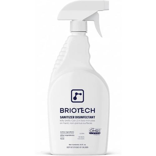 BRIOTECH Sanitizer Disinfectant Hypochlorous Spray, Kill 99.99% of Viruses & Bacteria, Control Mold, Eliminate Odor, Gentle for Nursery & Play Rooms, Food Contact Surface Sanitizer, 32 fl oz