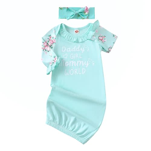 AMAWMW Newborn Baby Girl Little Sister Sleeper Gown Stripe Long Sleeve Nightgown Pajamas Gifts Stuff Essential Outfit
