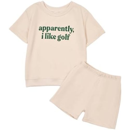 Toddler Baby Boy apparently, i like golf Outfit 2-Piece Set - T Shirt Tees Elastic Shorts Summer Clothes