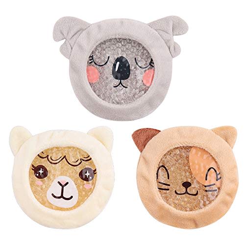 Hilph Kids Ice Packs for Boo Boos, Reusable Toddler Cold Packs with Sleeves for Kids Injuries, Cute Animal Ice Packs Hot Cold Therapy for Kid Bump, Bruise, First Aid (3 Packs)