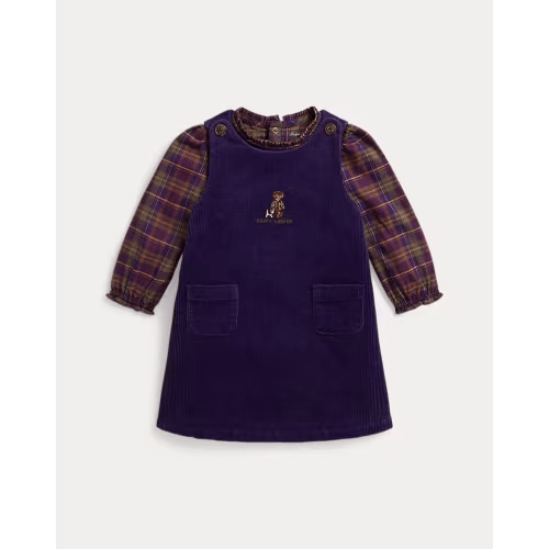 Plaid Bodysuit & Corduroy Dress