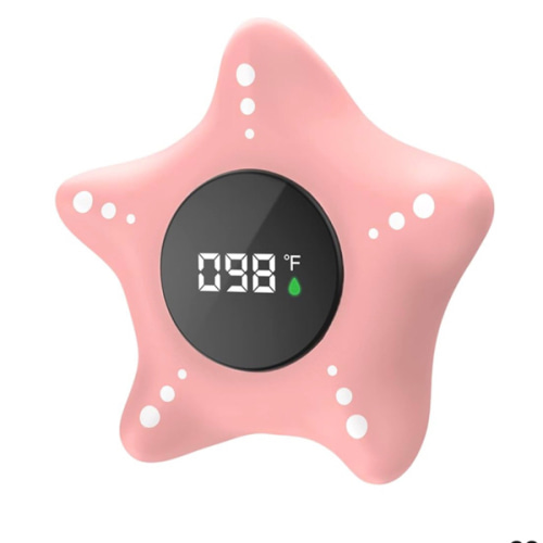 Baby Bath Thermometer Safety, Auto On & Off Bathtub Thermometer Floating Toy, Digital Bathing Water Temperature Warning, Pink Sea Star Shape