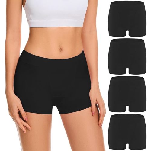 Boy Shorts Underwear for Women Cotton Panties Mid Waisted Boxer Briefs Breathable Underwear Multipack 4 Pack