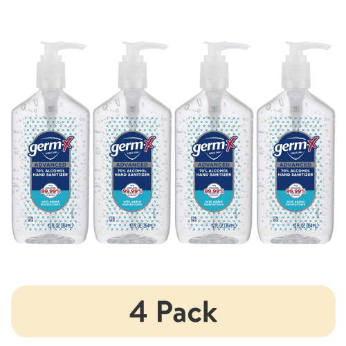 (4 pack) Germ-X Advanced Hand Sanitizer with Pump, Alcohol & Moisturizers, Original Fresh Scent, 12 fl oz.
