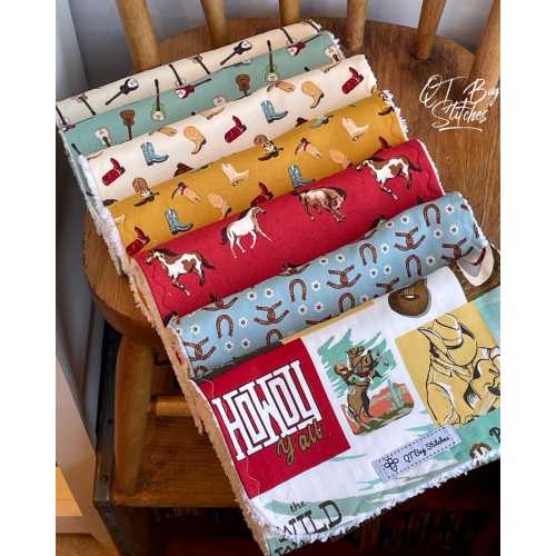 Cowboy Triple Layer Cotton Chenille Burp Clothss, Sold Separately, Ready To Ship, Handmade Baby Shower Gift, Western Theme,Howdy Burp Cloths