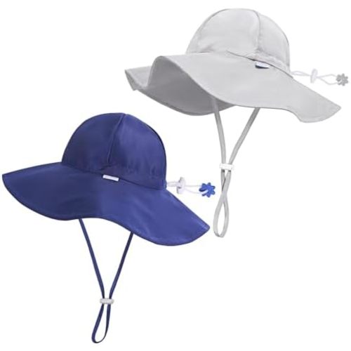 Unisex Baby Sun Hat with UPF 50+ Outdoor Adjustable Beach Hat,Baby Girl Wide Brim Bucket Hats for Infant Toddler Little Boy