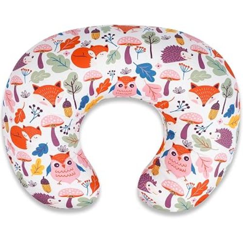 Nursing Pillow - Breastfeeding Pillow with Breathable Filling & Removable Cover, Ergonomic Support for Breastfeeding & Bottle (Mushroom Forest,0-12 Months)