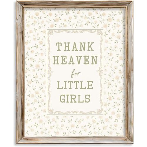 Thank Heaven for Little Girls Wall Art, Nursery Print for Baby Girl Room, Vintage Floral Scripture-Inspired Decor, Christian Baby Shower Gift, Little Girls Quote Wall Print (8X10inch-Unframed)