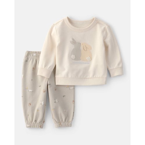 Baby 2-Piece Easter Bunny French Terry Tee & Pant Set - Cream | Carter's