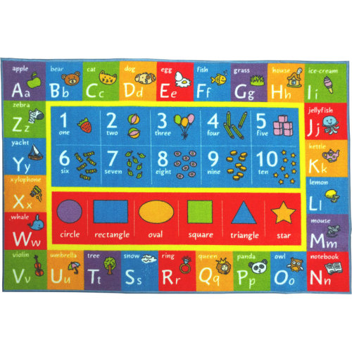 Zoomie Kids ABC Alphabet Numbers Educational Learning Game Play Non Slip Kids Rug Carpet Classroom Playroom Mat & Reviews | Wayfair