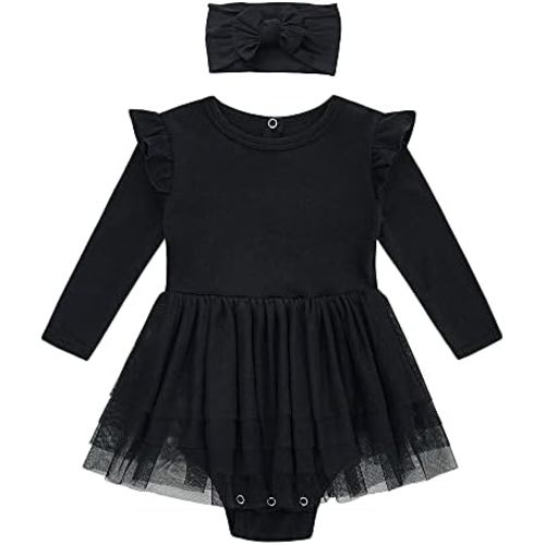 O2 BABY Organic Cotton Baby Girls Tutu Dress Baby's Tulle Dress with Headband Outfit Set 0-24Months
