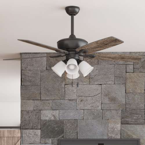 Harbor Breeze Notus 52-in Bronze with Mocha/Sienna Blades Ceiling Fan With Light and Pull Chain Included 5 -Blade