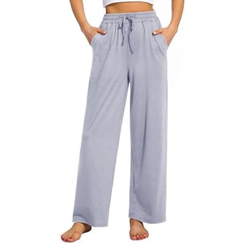 Women's Casual High Waist Comfy Lounge Pajamas Drawstring Loose Wide Leg Yoga Dance Workout Pants with 3 Pockets
