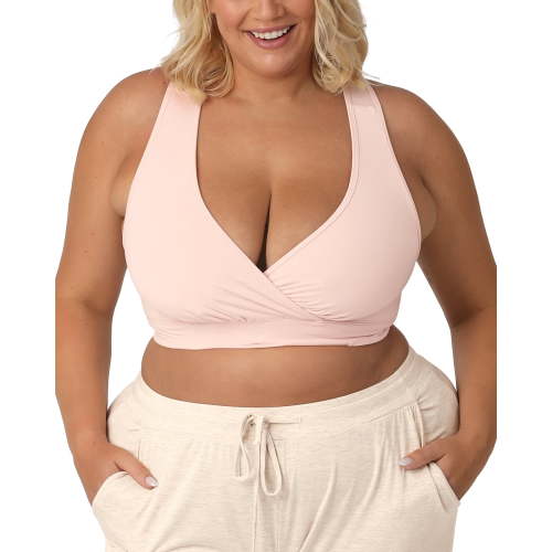 Kindred Bravely French Terry Nursing Bra for Breastfeeding and Sleep, Racerback Crossover, Soft and Stretchy Maternity Bra (Soft Pink, Medium Busty)