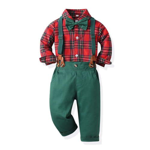 Cowsor Toddler Dress Suit Baby Boys Clothes Sets Bowtie Shirts Suspenders PantsGentleman Outfits Suits