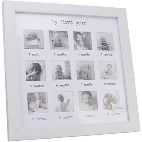 Baby First Year Photo Frame, Newborn Monthly Picture Frame, Baby 12 Months Photo Frame for Wall or Countertop Display, Baby Milestone Nursery Decor