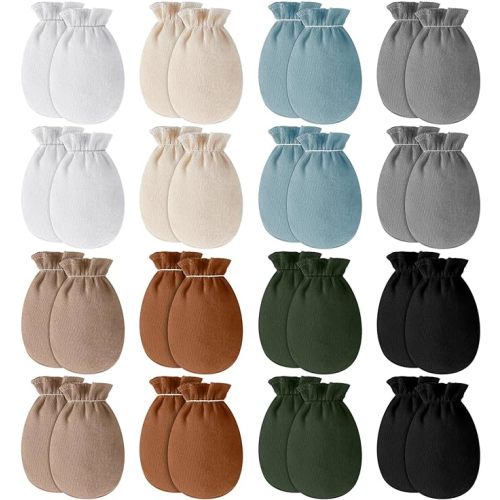 Cuffbow 16 Pairs Baby Mittens for Newborn Baby Boys Girls Infant Toddler Mittens No Scratch Gloves for Babies 0-6 Months