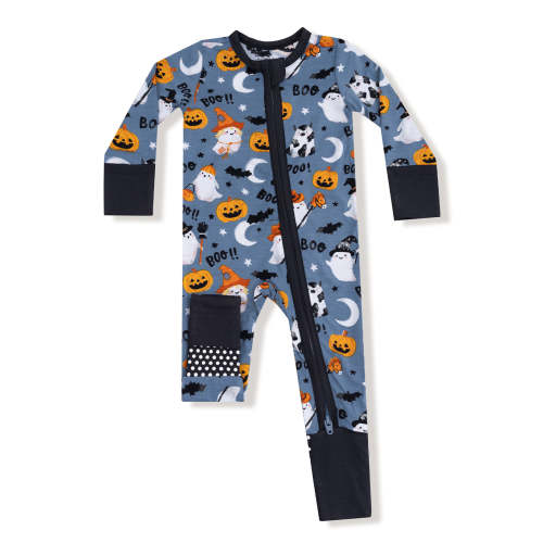 2-Way Zip Romper, Costumed Ghosts