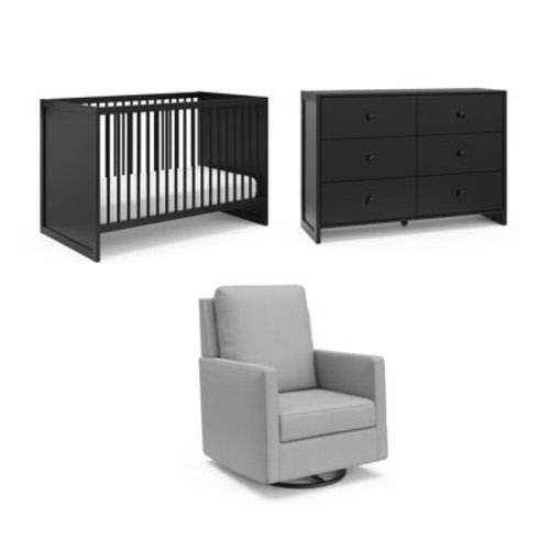 Storkcraft Calabasas 3-In-1 Crib, 6 Drawer Dresser, And Swivel Glider 3-Piece Nursery Set & Reviews | Wayfair