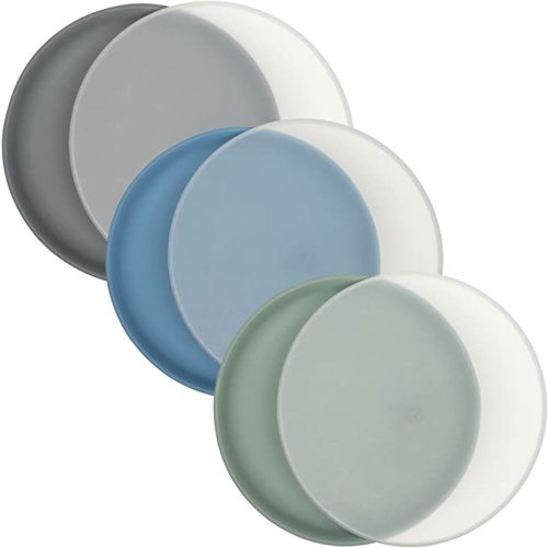 WeeSprout Baby & Toddler Non-Suction Plates with Lids, 100% Food Grade Silicone Plates, Premium Hard Plastic Lids, Unbreakable Design, Microwave & Dishwasher Safe, 3 Pack