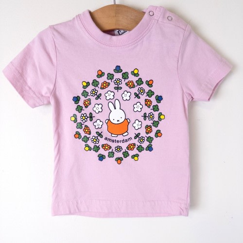 Roly Miffy Amsterdam Graphic T-Shirt Baby 6M Pink Cotton Floral Bunny Tee