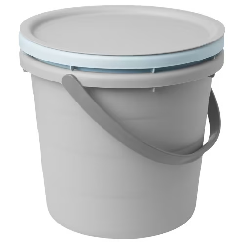 Ikea PEPPRIG 3-piece bucket set with lid, grey/blue