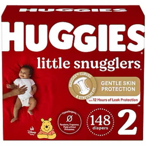 Huggies Size 2 Diapers, Little Snugglers Baby Diapers, Size 2 (12-18 lbs), 84 Count, Packaging May Vary