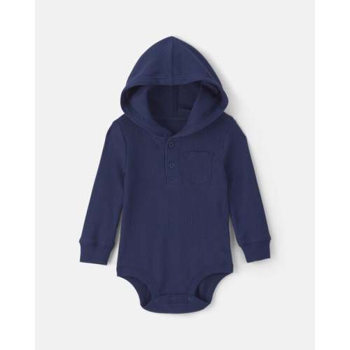 Baby Boy Thermal Long-Sleeve Hooded Bodysuit - Navy Blue - OshKosh B'gosh | Carter's