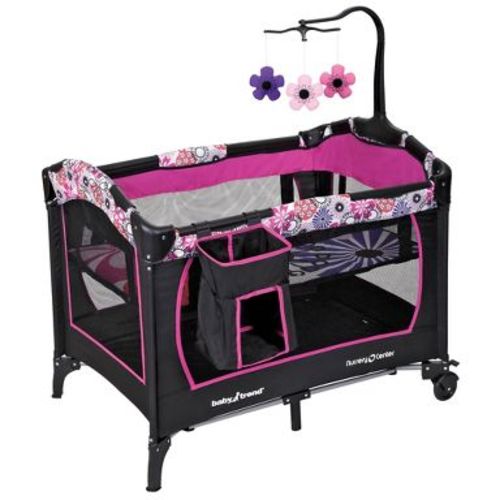 Baby Trend Nursery Center - Floral Garden: Portable Playard With Baby Mobile, Foldable Design, Max 30 lbs Capacity