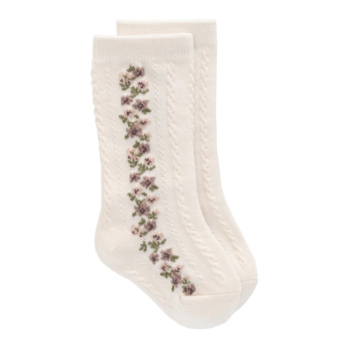 Cassie Knee High Sock - Cassie Floral Jacquard - Bridal Blush – Jamie Kay USA
