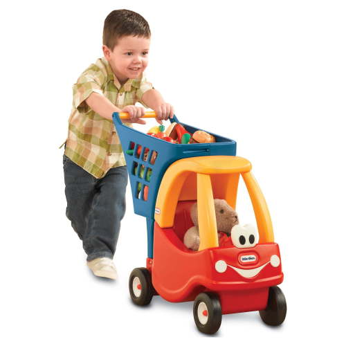 Little Tikes Princess Cozy Coupe Kids Pretend Play Food Market Shopping Cart, Red