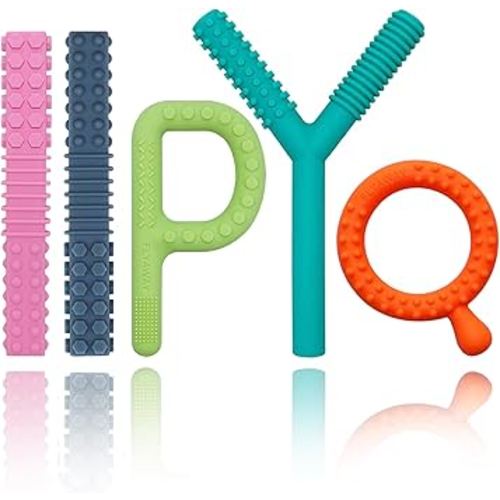 Sensory Toys for Kids with Autism, Silicone Baby Teething Toys 5 Pack Autism Toys for ADHD, Anxiety, SPD Chewing Biting Fidgeting, Teething Relief Tubes for Babies - BPA Free
