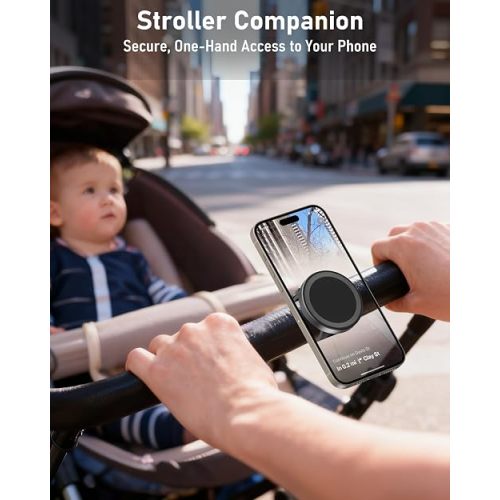 Stroller Phone Holder, Compatible with MagSafe, Magnetic Handlebar Mount