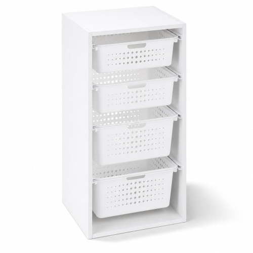 "Free Shipping! Your Zone Kids Sliding Bin Organizer, 4 Plastic Storage Bins, White, 16.1""W x 13.4""D x 31.1""H"