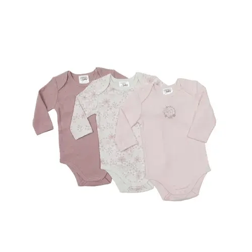 4Baby 3 Pack Bodysuit Long Sleeve Floral Pink | Baby Bunting AU